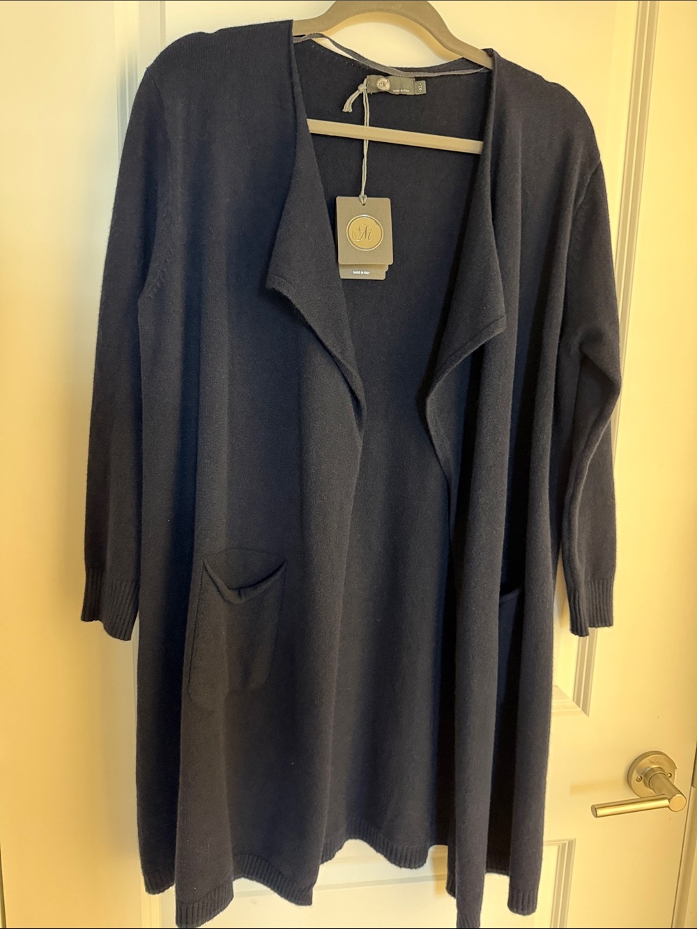 Women’s Open-Front Black Cardigan with Pockets